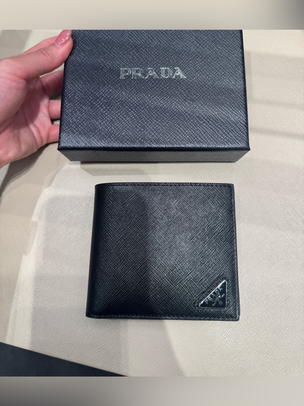 Prada black Saffiano Leather Bifold Wallet